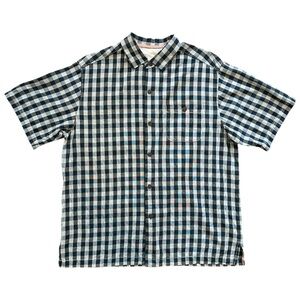 Tommy Bahama Original Fit Short Sleeve Checkered Silk Shirt Navy/White Men’s XL
